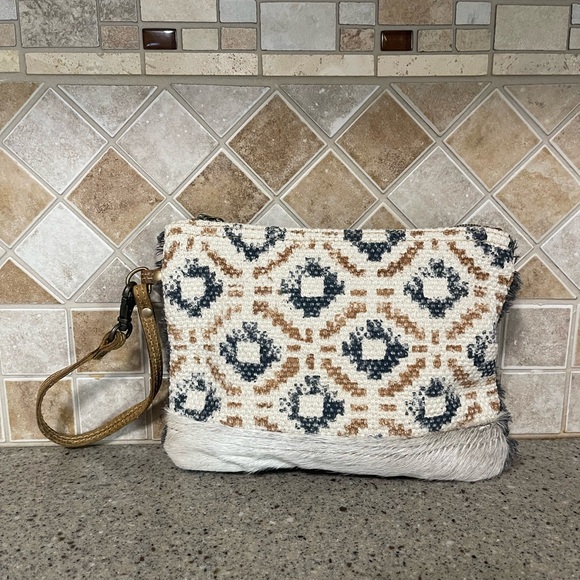 Myra Bag Handbags - Myra Bag Made With Upcycled Canvas, Leather & Cowhide Southwest Style